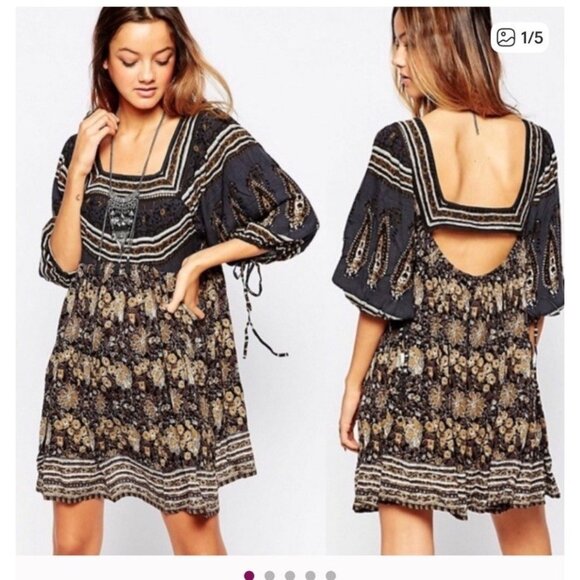 Free People Dresses & Skirts - Free People Boho Midsummer Dream Dress Blue Multi Womens XS Mini Boho